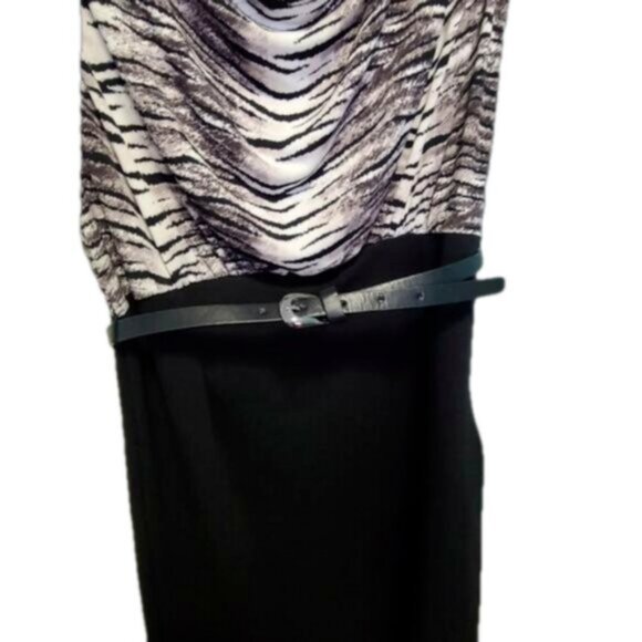 Forever 21 Animal Print Black Sleeveless Cowl Neck Belted Mini Dress Medium - Picture 7 of 14